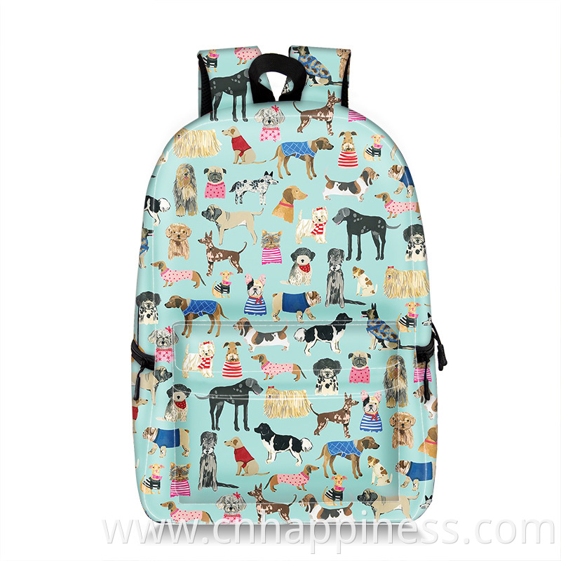 Wholesale blank sublimation full print waterproof backpacks zoo animal shoulders backpack school bag